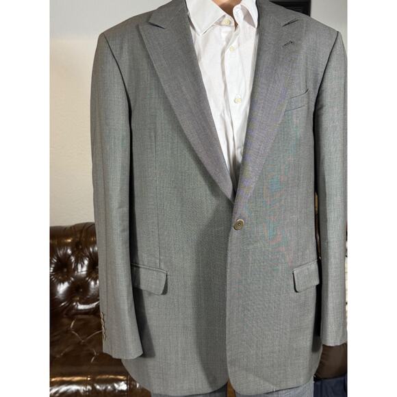 Armani Collezioni Birdseye Nailhead Gray Peak Lapel Blazer Sportcoat 44R Vintage